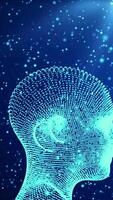 Human brain being formed by particles Plexus structure evolving around 3D render video