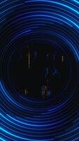 Blue Neon Circles and Data Lights Technology Background texture video