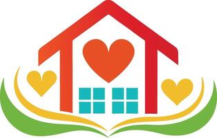 care house, with a red roof, an orange heart and some window vector