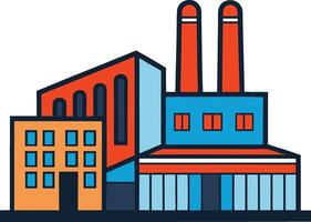 Industrial complex, depicted in a clean, graphic style, illustrating factories and industrial buildings vector