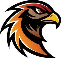Hawk, head and shoulders, with sharp eyes, showcasing power and intense focus. vector