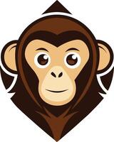 Monkey's face, rendered in a vibrant, stylized, and cheerful design vector