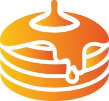 A stack of pancakes bathed in a warm golden gradient, with a generous drizzle of syrup, showcasing the delectable breakfast icon. vector