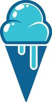 Ice cream cone, stylized with a refreshing blue hue vector