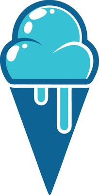 Ice cream cone, stylized with a refreshing blue hue