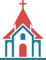 Church with a striking contrast of colors logo mascot design vector