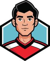 A soccer player with a red and black jersey vector