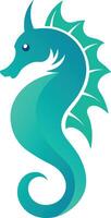 Seahorse, showcasing its unique form with a gradient teal palette against a clear, bright backdrop. vector