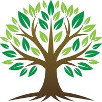 Tree, radiating vitality with lush green leaves, symbolizing growth, resilience, and the interconnectedness of life vector