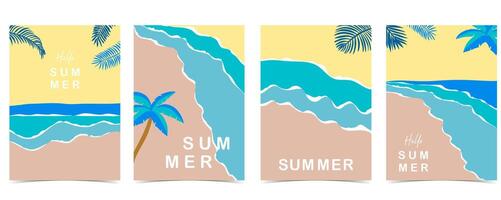 sea and ocean background with yellow sky vector