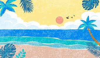 summer landscape background with beach and sand grain texture for horizontal design vector