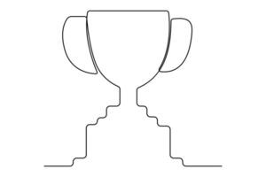 Creative continuous one-line art of a trophy modern and artistic award design vector