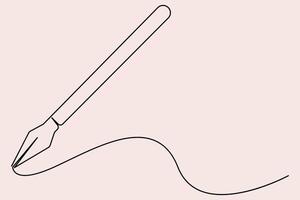 Single line pen drawing for print design vector