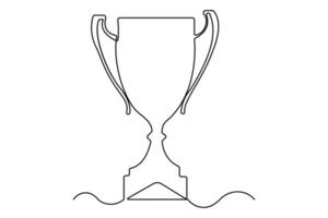 Elegant trophy outline illustration created with a single, unbroken line vector