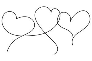 Elegant and stylish three hearts line art vector