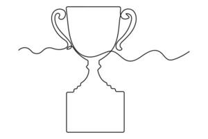 Hand-drawn single-line trophy outline stylish and minimal illustration vector