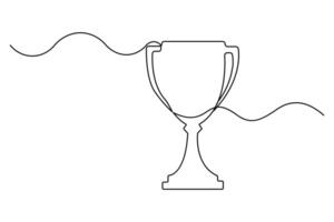 One-line hand-drawn trophy illustration minimal and artistic outline design vector