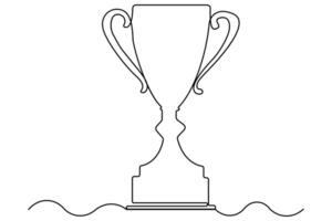 Continuous one-line hand drawing of a trophy with elegant outline illustration vector
