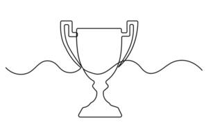 Abstract one-line illustration of a trophy cup simple and clean design vector