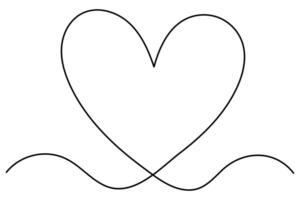Minimalist hand drawn heart icon in one continuous stroke vector