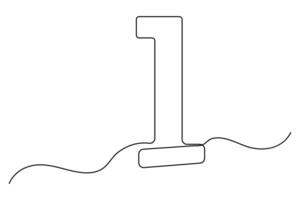 Abstract continuous one-line drawing of the number 1 simple and elegant outline illustration vector