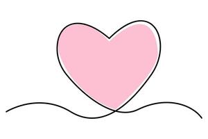 Romantic and abstract one line heart drawing for artistic projects vector