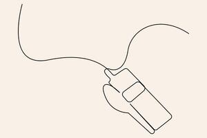 Minimalist whistle sketch in continuous line art vector