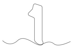 Continuous one-line art of the number 1 hand drawn outline design vector