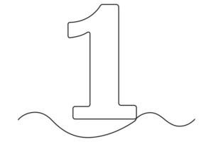 Sleek continuous one-line hand drawing of the number 1 simple outline illustration vector