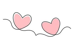 Elegant hand drawn heart icon with continuous line technique vector