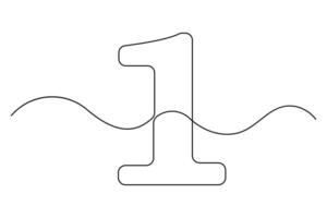 Modern continuous one-line hand drawing of number 1 elegant outline artwork vector