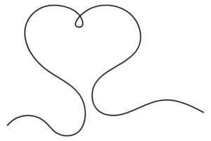 Single stroke heart outline design for minimalistic illustrations vector