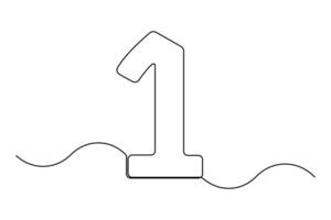 Stylized continuous one-line drawing of the number 1 elegant outline artwork vector