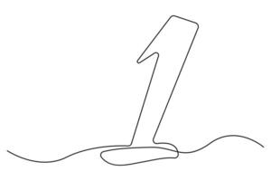 Continuous one-line hand drawing of the number 1 outline illustration vector