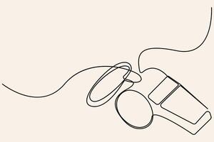 Minimal whistle drawing in one-line style vector
