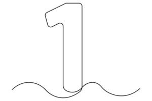 Minimalist one-line hand drawing of the number 1 clean and modern outline illustration vector