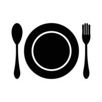 Plate with Fork and Spoon Icon vector