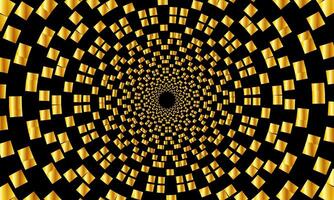 Abstract spiral Shape spinning vortex style flower background. Gold square pattern. circular pattern. vector