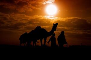 A camel and two people photo