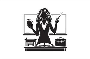 Elegant Female Teacher Holding Pointing Stick vector