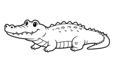 A Crocodile with big eyes coloring pages for kids vector