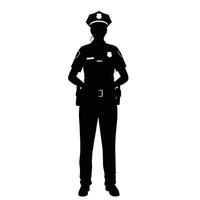 Silhouette icon of a standing police officer vector