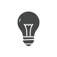 A Solid icon of a light bulb on white surface vector