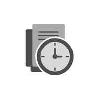 A solid icon of a clock and document on a white background vector