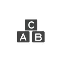 A solid icon of Alphabet blocks for kids vector
