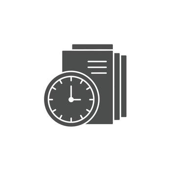 A Solid Depiction of a Clock Next to Financial Reports, Representing Timely Bookkeeping and Deadline Management vector