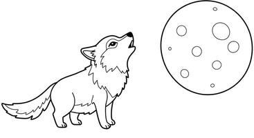 Coloring Page of a Chibi Wolf With a Slightly Upturned Snout as If Howling at a Simple vector