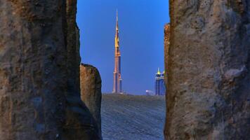 A view of the burj khalifa from the sand photo