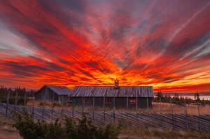 A red sky with clouds photo