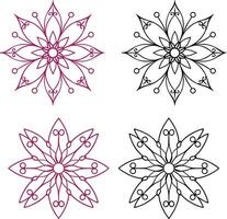 Set of Fairy wings mandala design lineart with colouring page. vector